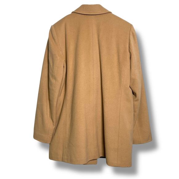 LL Bean Cashmere Blend Peacoat Coat Camel Size 14 Career Old Money Nautical - Picture 2 of 14